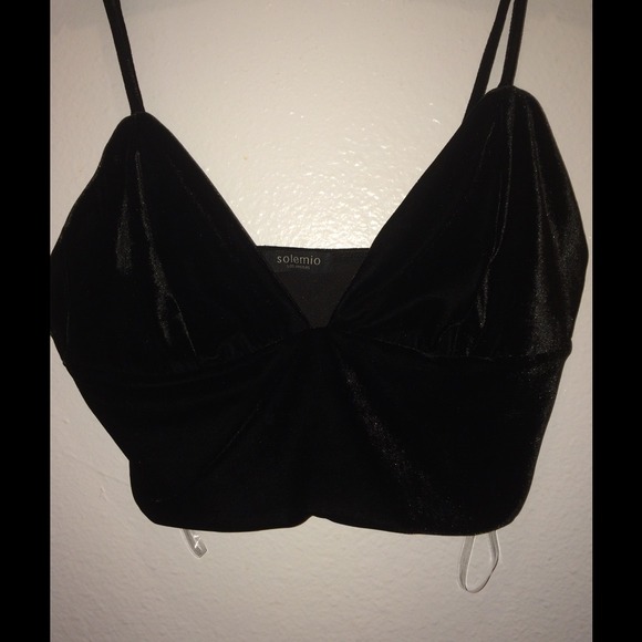 Black Bralette Velvet Crop Top
