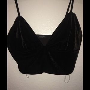 Black Bralette Velvet Crop Top