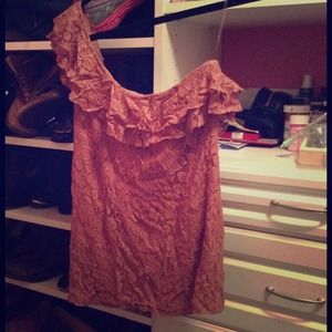 Lace one shoulder top with ruffles! Worn once!