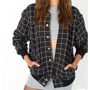 Unisex Grid Print Flex Fleece Club Jacket
