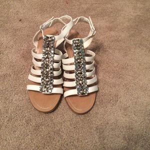White rhinestoned wedges