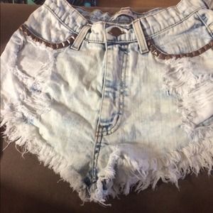 High waist jean shorts