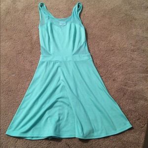 Teal mesh and solid dress