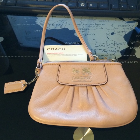 Coach leather blush pink wristlet