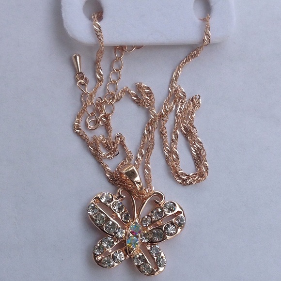SALE Rose GF Butterfly Necklace - Picture 2 of 4