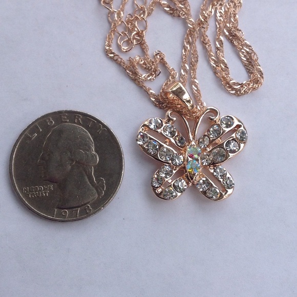 SALE Rose GF Butterfly Necklace - Picture 3 of 4