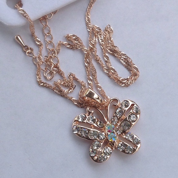 SALE Rose GF Butterfly Necklace - Picture 4 of 4