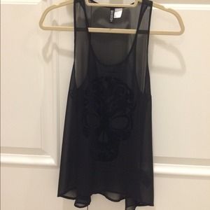 H&M black skull tank top