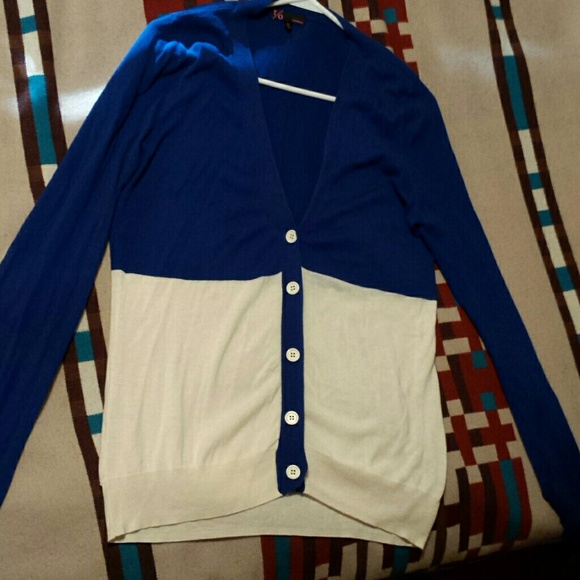 Blue and white cardigan