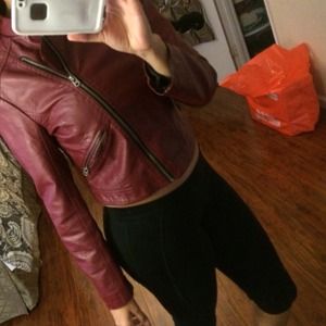 Cute red faux leather jacket!