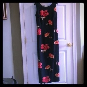 Silk Tie-Back Black Dress with Flowers