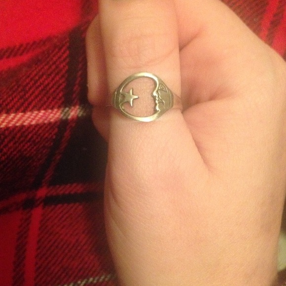 VINTAGE (1991) sterling silver star & moon ring