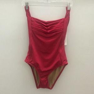 Classic over the shoulder one piece.