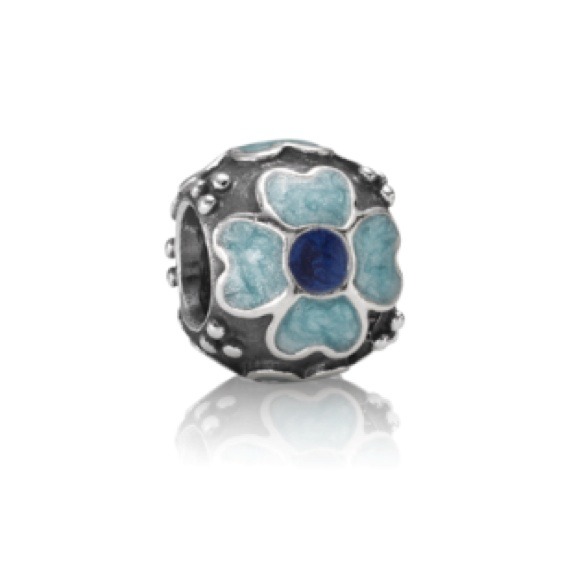Authentic Blue Enamel Flower Bead