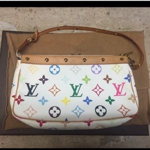 Authentic Louis Vuitton White Multicolore Pochette