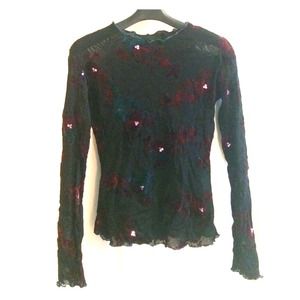 Black Mesh Lace Top with Sequins and Velvet