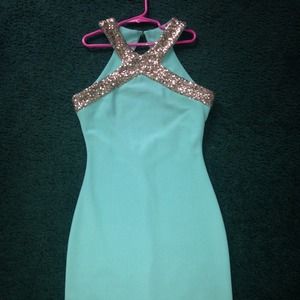 Lulu's mint green sequined top midi dress