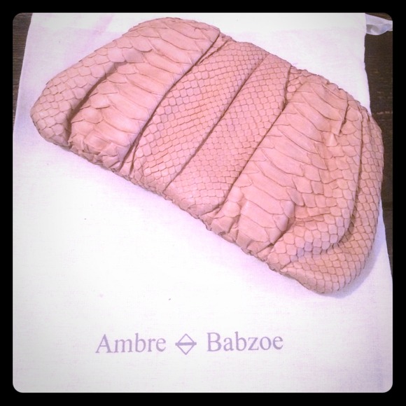 Ambre Babzone Smsll Python Clutch/wallet-powder - Picture 1 of 4