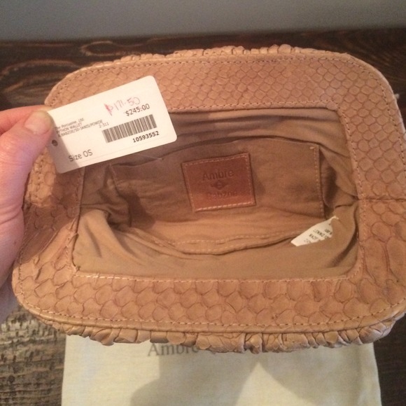 Ambre Babzone Smsll Python Clutch/wallet-powder - Picture 2 of 4