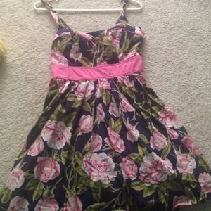 Blue, green and pink floral dress