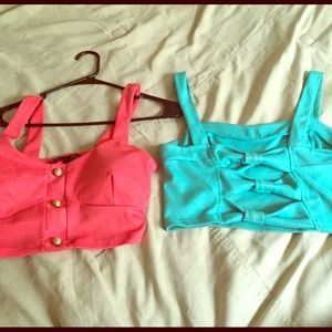 Pink And Green Crop Tops