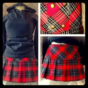 Red & Black Plaid Flannel "Scottish" Mini Skirt