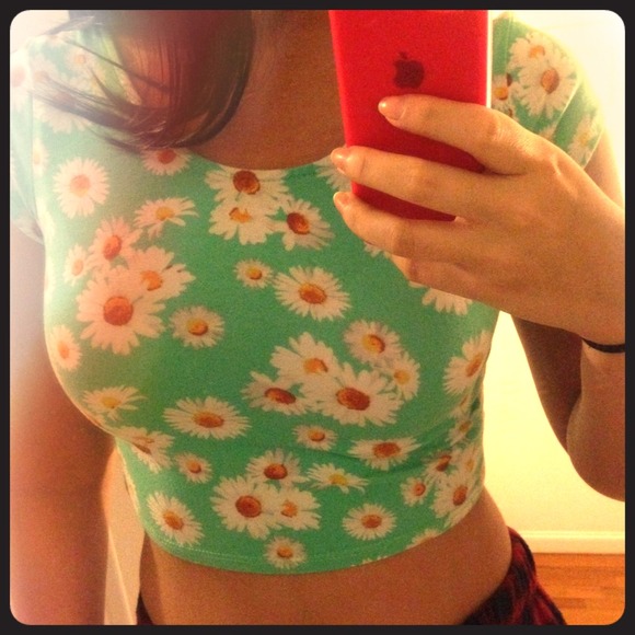 Floral Green Crop Top