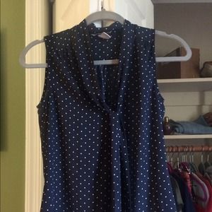 H&M navy polka dot dress shirt