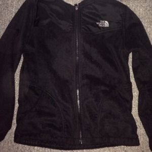 Black north face fuzzy jacket