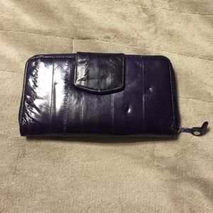 Eel skin wallet purple