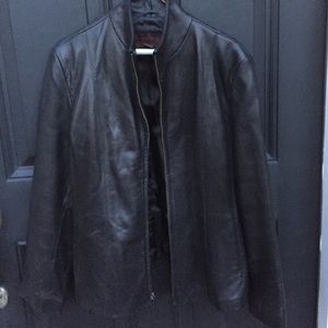 Black leather coat