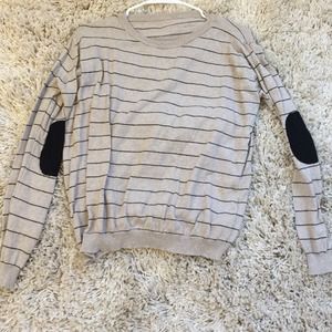 Brandy Melville striped elbow patch sweater