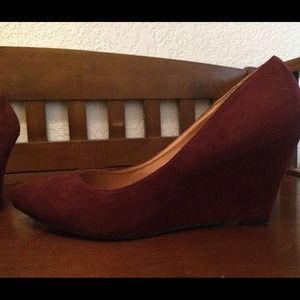 Burgundy Suede Wedges