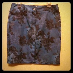 Floral Print Demin Skirt