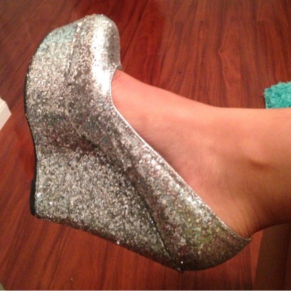 Silver Sequin Platform Wedges from traffic.