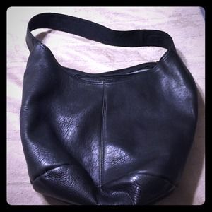 Black leather tote