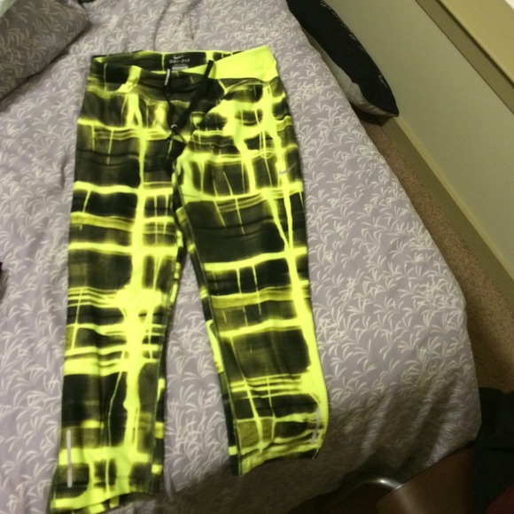 Nike workout pants. Neon yellow and black, unique!