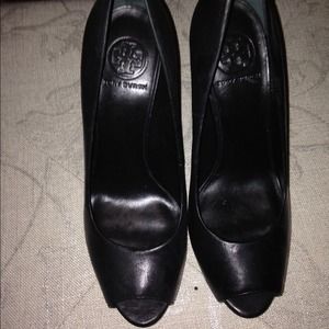 Black open toe heels