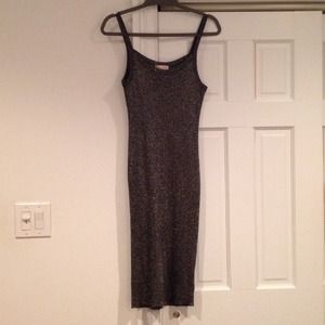 Spandex, form fitting metallic dress.