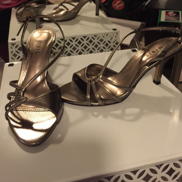 Silver kitten heels