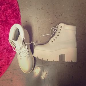 White platform boots