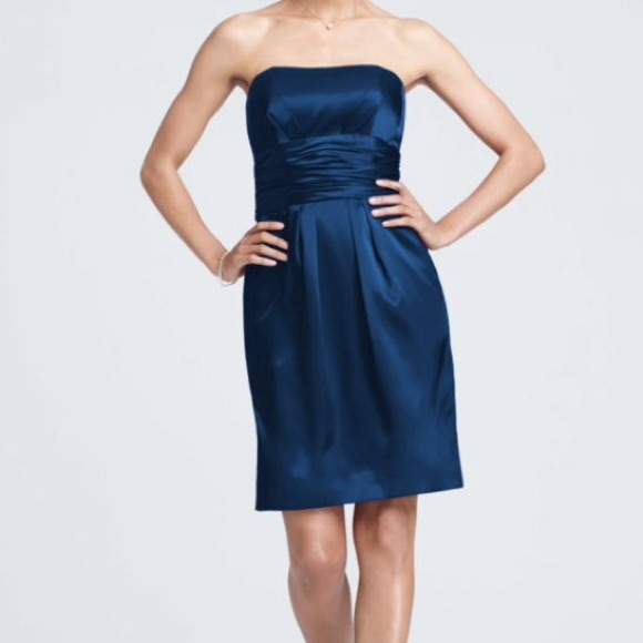 Short Charmeuse Dress with Ruched Waist and Pocket