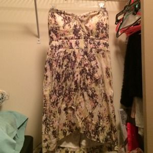 Strapless multicolored print dress