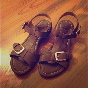 Brown wedge sandals