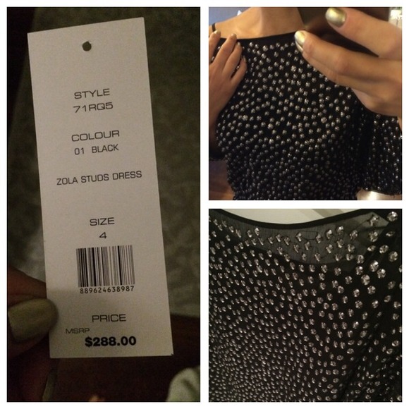 French Connection black studded silk chiffon dress - Picture 4 of 7