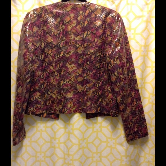 Multicolor Leather Snakeskin Cropped Jacket - Picture 2 of 4