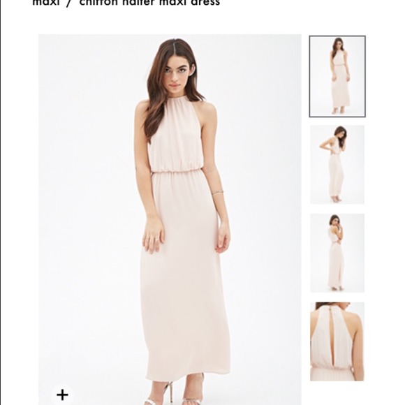 Chiffon halter gown. Light pink/blush.