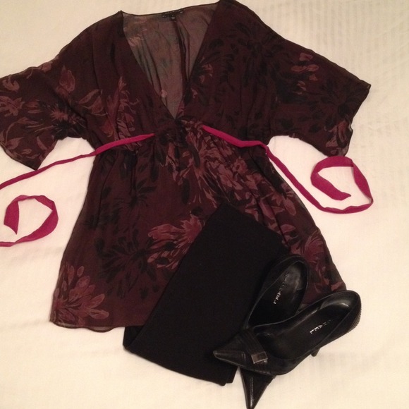 The Limited plum silk sheer shirt