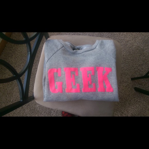 Misguided neon pink geek sweatshirt