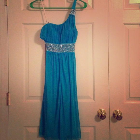 Light Blue, One Strap Dress